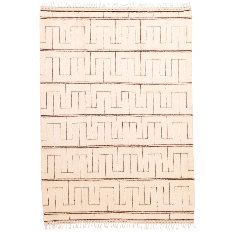 ECARPETGALLERY Hand-knotted Pak Finest Marrakesh Cream Wool Rug - 6'9 x 9'8