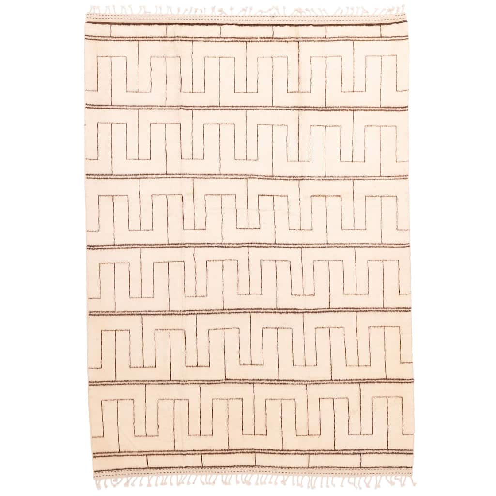 ECARPETGALLERY Hand-knotted Pak Finest Marrakesh Cream Wool Rug - 6'9 x 9'8