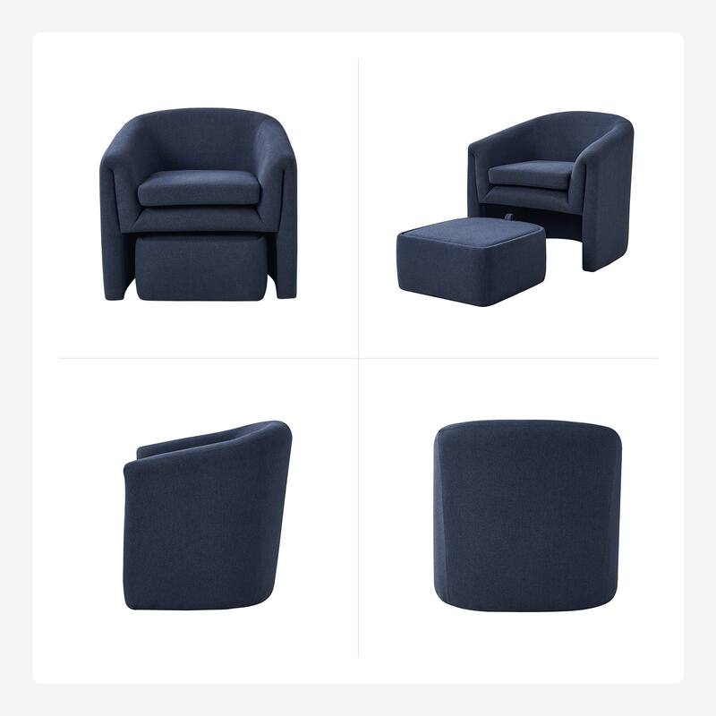 Arturo Modern Upholstered Armchair with Storable Removable Leg Ottoman Set of 2 by HULALA HOME