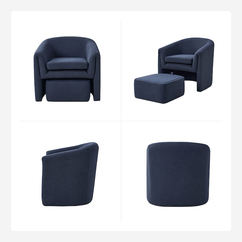 Arturo Modern Upholstered Armchair with Storable Removable Leg Ottoman by HULALA HOME