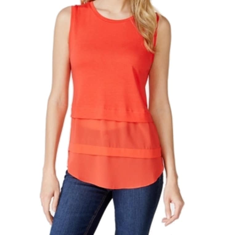 Shop Michael Michael Kors New Red Coral Women S Xl Contrast Hem