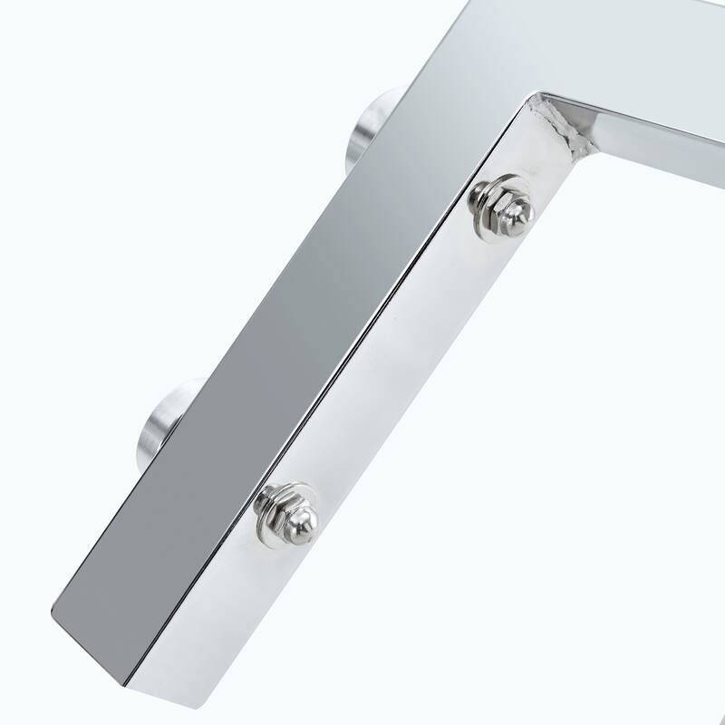 Roomfitters Round Glass Dining Table with Transparent Top and Silver Metal Legs for Kitchen Dining or Living Room