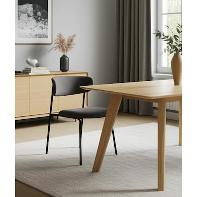 HomeRoots Gray and Black Upholstered Fabric And Metal Open Back Dining Side Chair - 21.25 in. x 32 in. x 22.25 in.