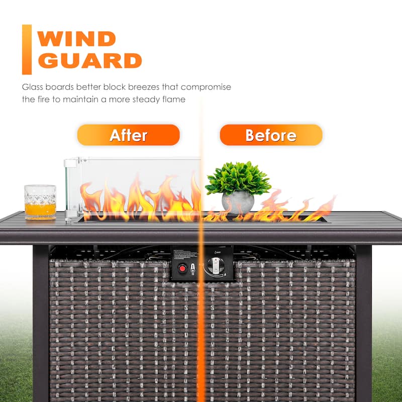 Rectangular Fire Pit Wind Guard, Transparent Tempered Glass