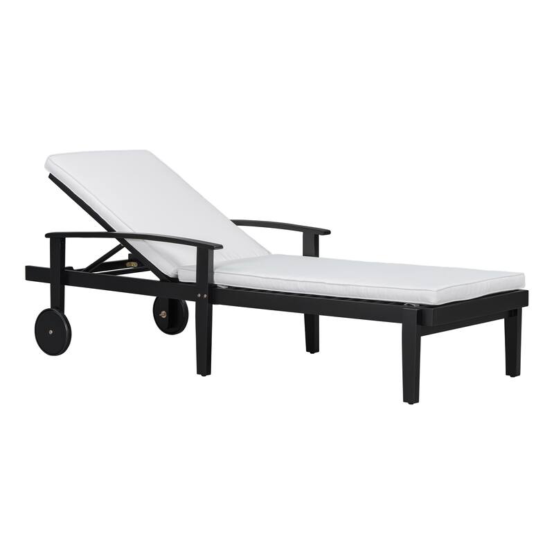 Jason Outdoor Acacia Wood Outdoor Chaise Lounge with Water Resistant Cushion by Christopher Knight Home