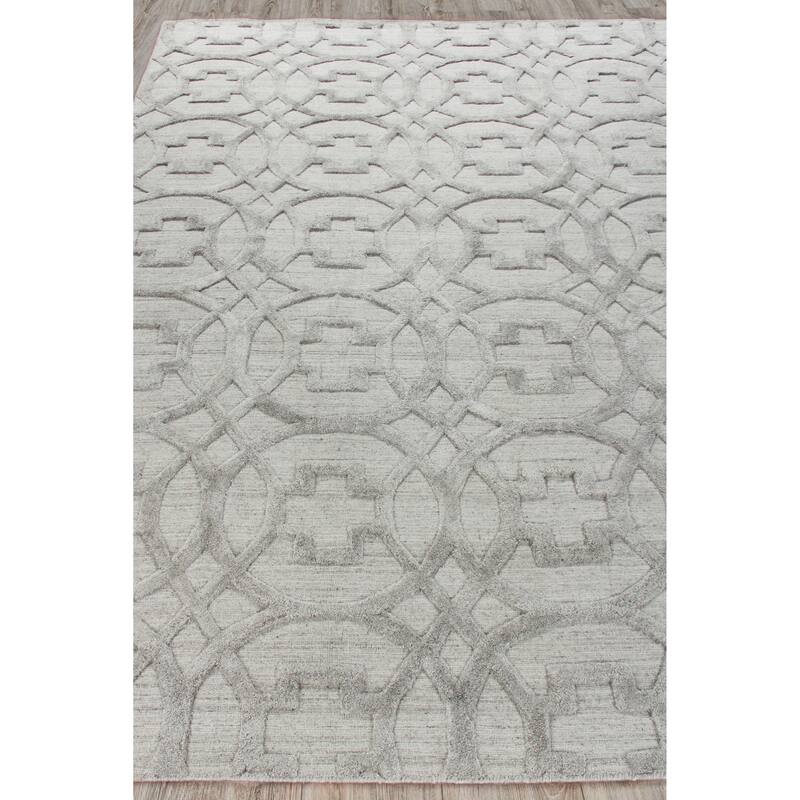 EXQUISITE RUGS Windsor Hand-loomed Wool/Bamboo Silk Light Silver Area Rug.