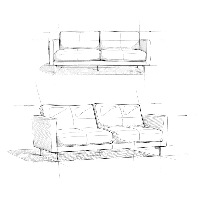 WYNDENHALL Danbury Modern Mid-Century 81" Wide Sofa in Genuine Leather