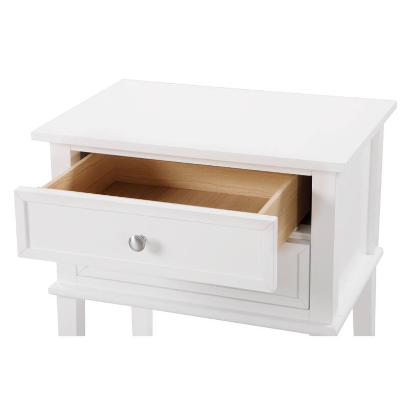 White Nightstand 28x22x16 Contemporary Bedside Table with Open Shelf Storage, Sleek Modern Accent for Bedroom or Office