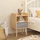 preview thumbnail 19 of 29, Wood Side Table with Collapsible Fabric Drawer and 2-Tier Storage for Kids and Adults