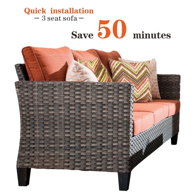 OVIOS 7-piece Patio Furniture Wicker Set with Swivel Rocking Chairs