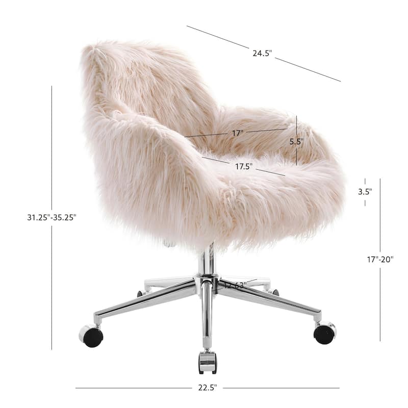 Faux Fur Plush Office Chair - 35" - Pink and Silver