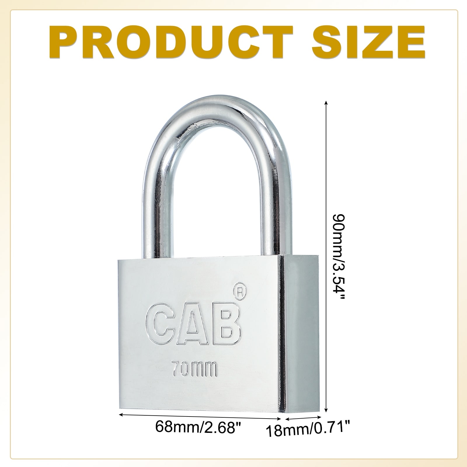 Pin Tumbler Padlock, Keyed Different Locks Stainless Steel Padlocks Harden Shackle with Keys - Silver