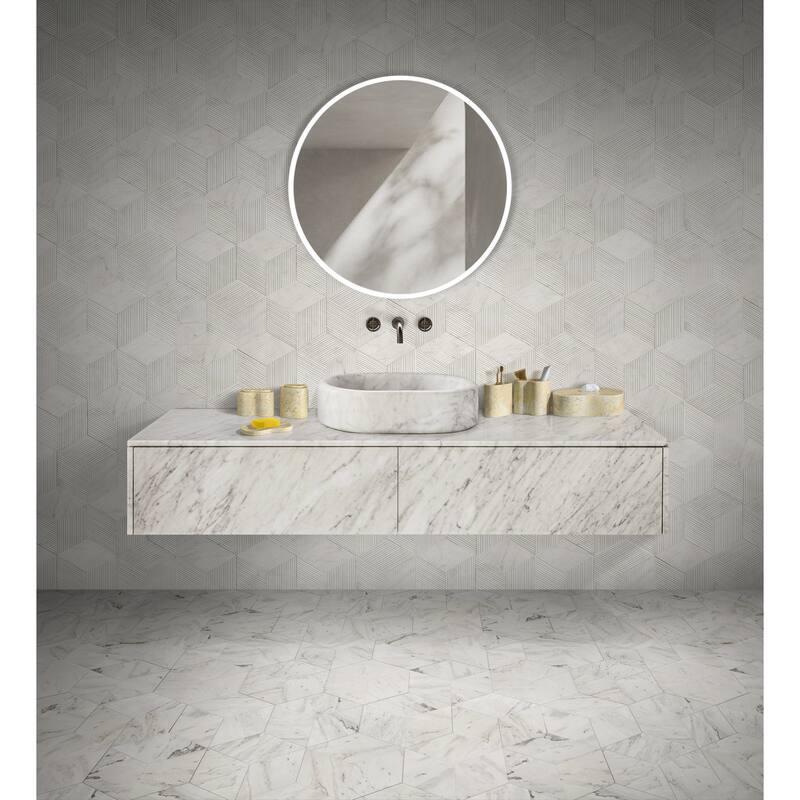 Roomfitters Marble Bathroom Accessories Set, Natural Stone Countertop Organizer Set, Solid Marble Vanity Accessories