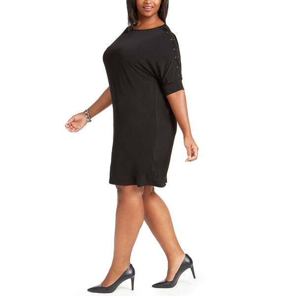 long sleeve petite cocktail dresses Alex Evenings Plus Size Surplice Neck Scuba Crepe Sheath Dress - Black while the high neckline What to Wear to Size:CUSTOM ORDER MerchCategory1:SS24 BRIDAL