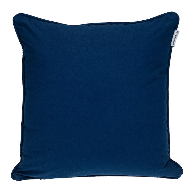 HomeRoots 18" X 18" Blue 100% Cotton Geometric Zippered Pillow