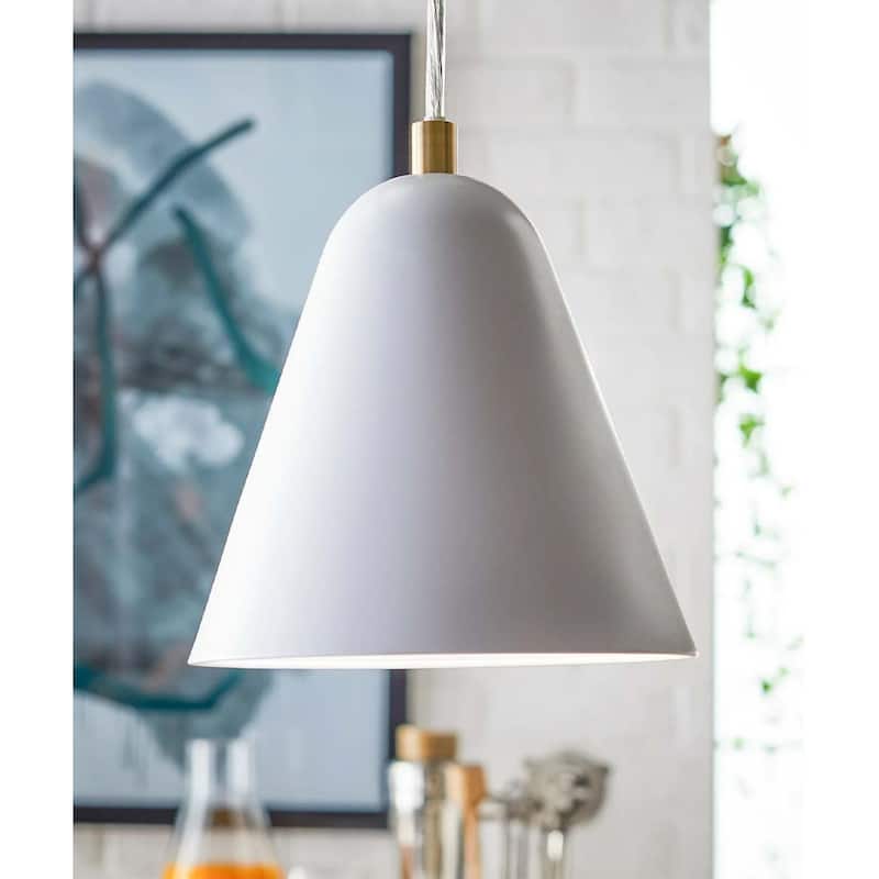 MoDRN 7"W 1-Light Scandinavian Mini-Pendant Light Fixture, White Metal Finish