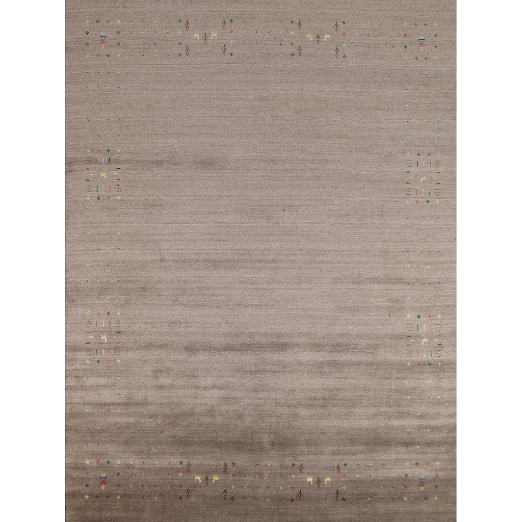 Brown Tribal Gabbeh Oriental Area Rug Hand-Knotted Wool Carpet - 7'10" x 9'7"