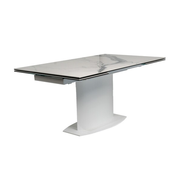 BRUNO Extendable Dining Table with ceramic top Statuario marble White Bed Bath Beyond 37906855