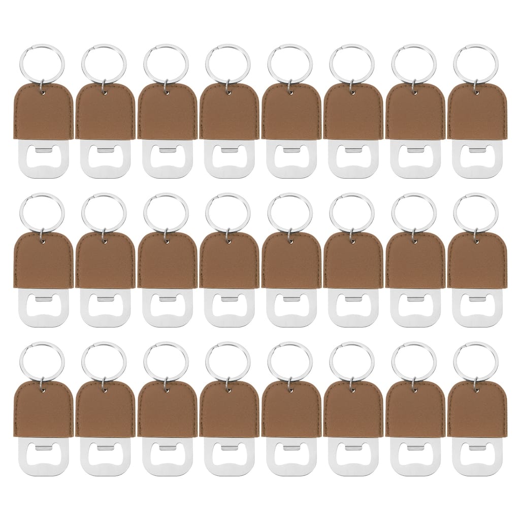 24Pcs Leather Bottle Opener Key Chain, Bottle Opener Keychain - Brown