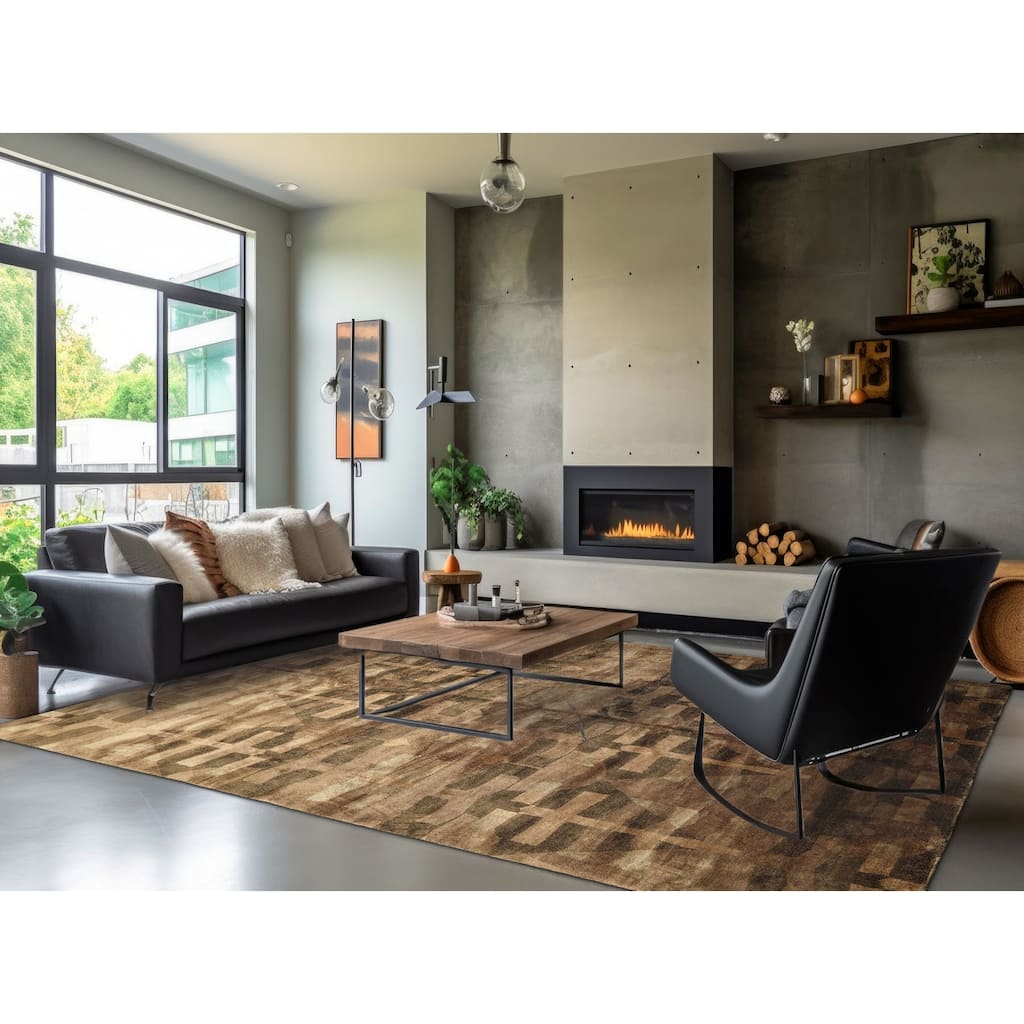 8'2''x10'2'' Tibetano Hand Knotted Wool Moss Tibetan Modern & Contemporary Rug - 8' 2'' x 10' 2''