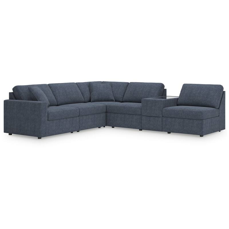 Signature Design by Ashley Modmax 6-Piece Sectional with Storage Console - 139" W x 86" D x 36" H - Blue