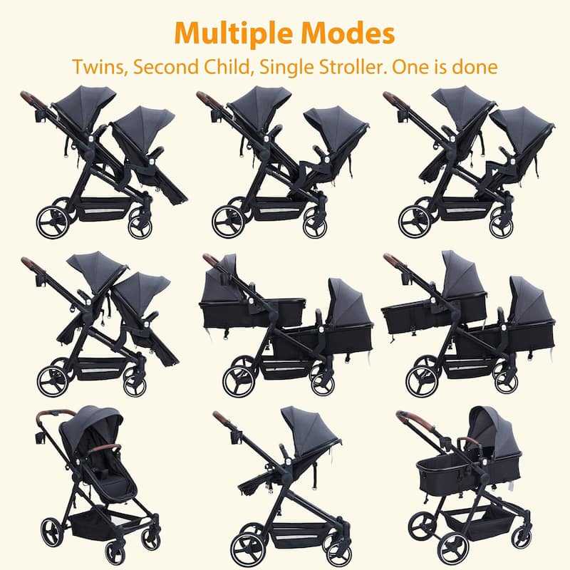 Double Stroller Track Tandem Stroller for Infant and Toddler