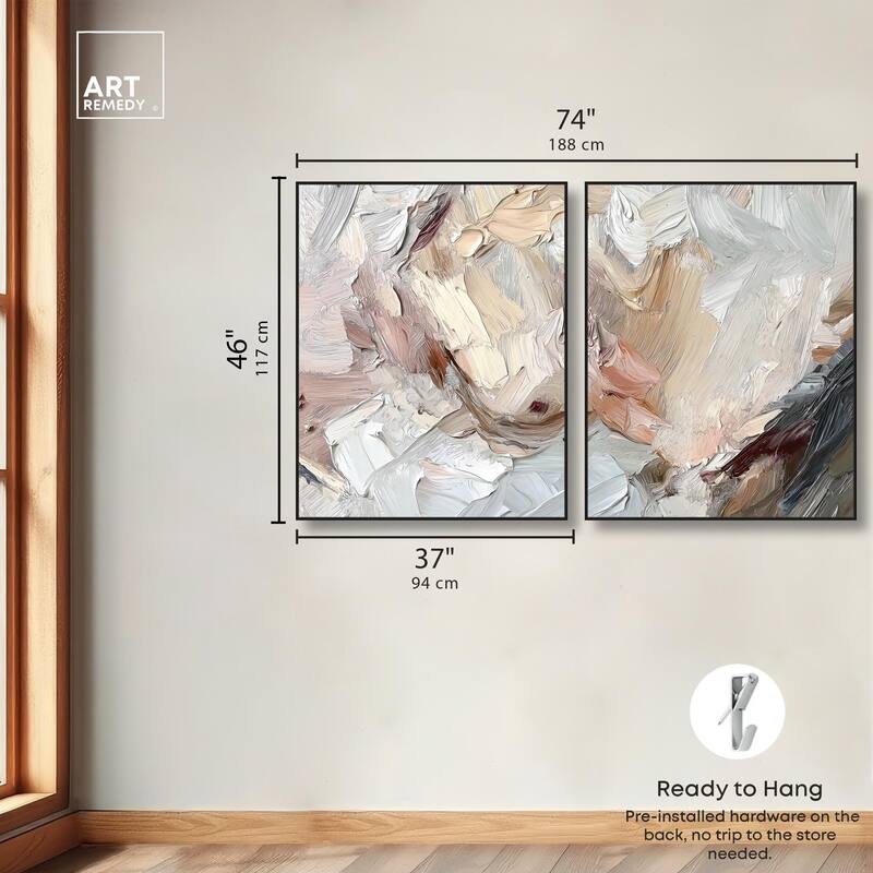 Running Horse Neutral I Canvas Set of 2 by Art Remedy