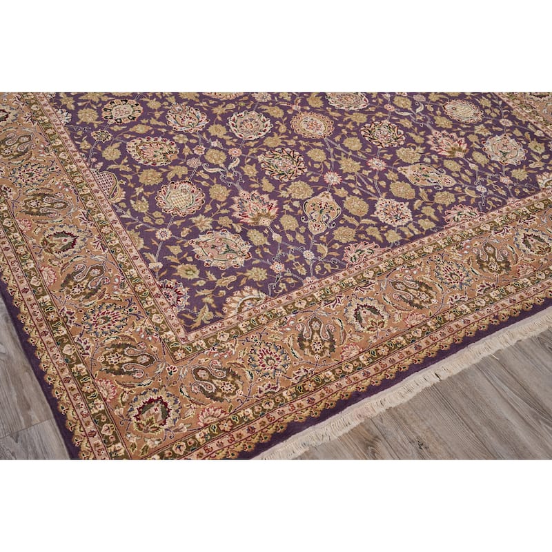 EXQUISITE RUGS ONE-OF-A-KIND Fine Antique Weave Isfahan Hand Knotted Violet Gray Rug - 8'x10' - 8'0"x10'0"