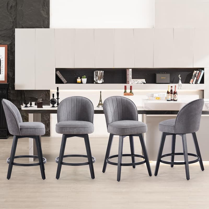 HOMYKA Swivel Bar Stool with Wood Legs Set of 4