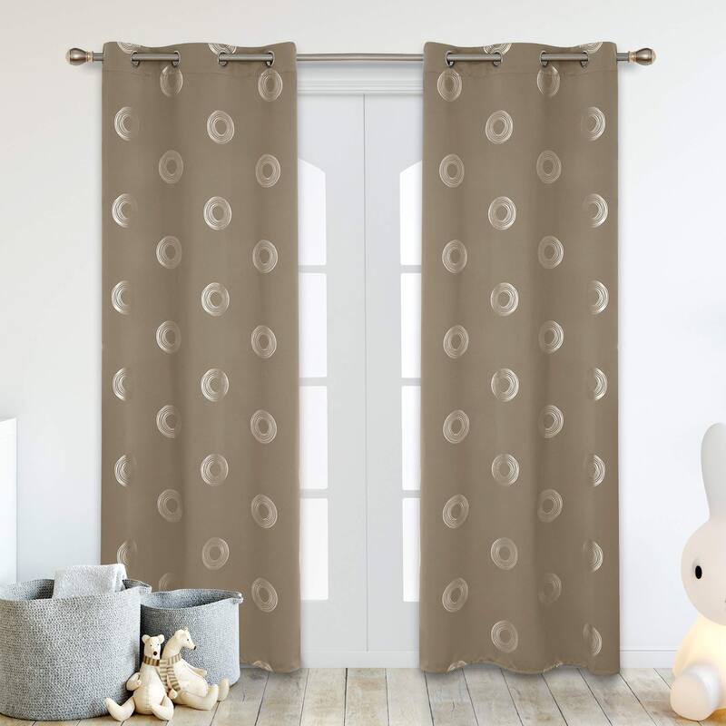 Concentric Circles Pattern Room Darkening Curtain 2 Panels