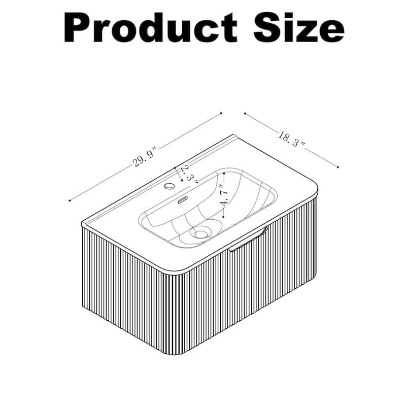 Wall-Mounted Floating Bathroom Vanity with Ceramic Basin
