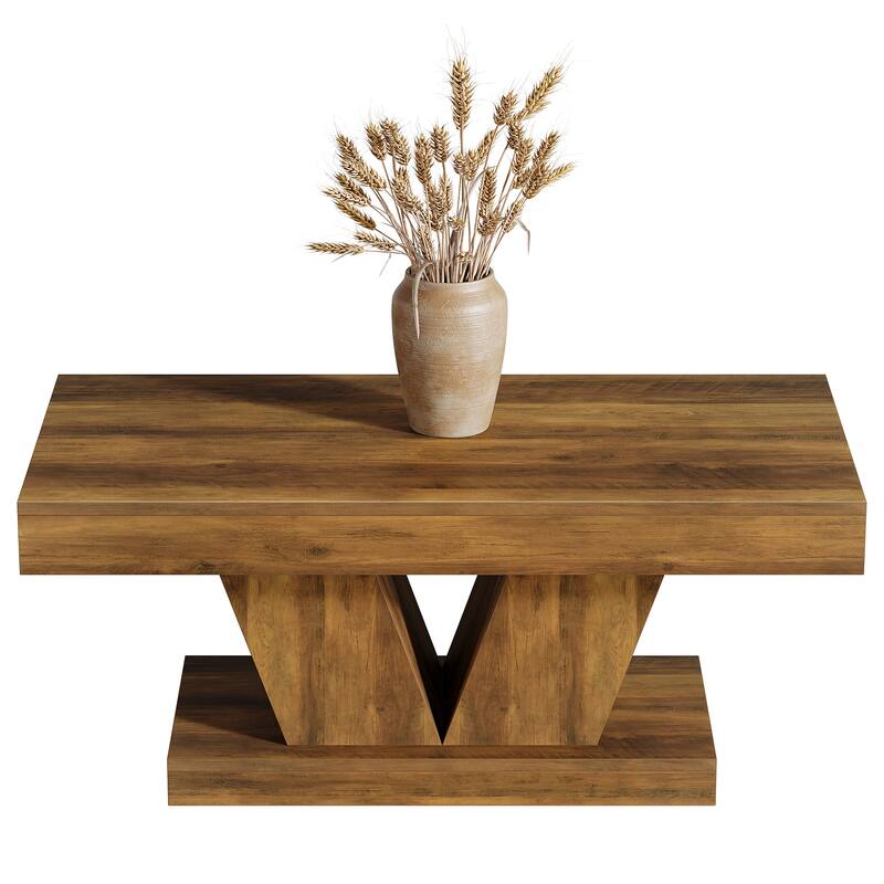 47.2" Rectangular Coffee Table, Farmhouse Mid-Century Center Table