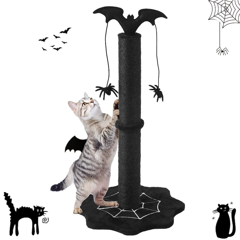 25" Halloween-Themed Cat Scratching Post - Black - Black