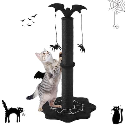 25" Halloween-Themed Cat Scratching Post - Black