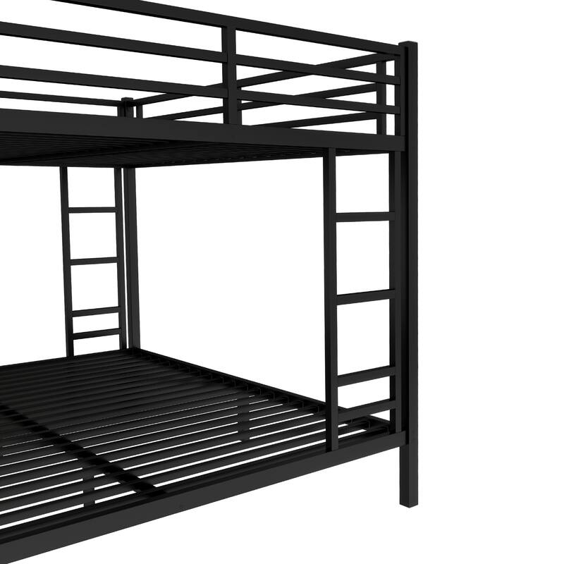 Metal Queen over King Bunk Bed (Black): Space-Saving, Noise-Reduced for Teens & Adults, No Box Spring Needed