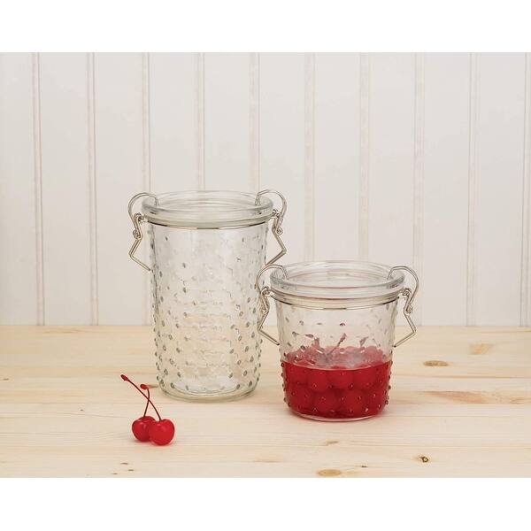 Amici Home Gemma Hobnail Glass Clamp Storage Jar, 28 Fluid Ounces, Large -  Clear - 28 fl. oz.