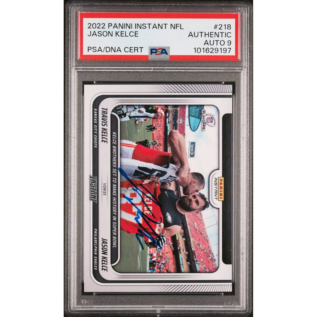 Jason Kelce 2022 Panini Instant Signed Football Card #218 Auto PSA 9 101629197 - 8' x 11'