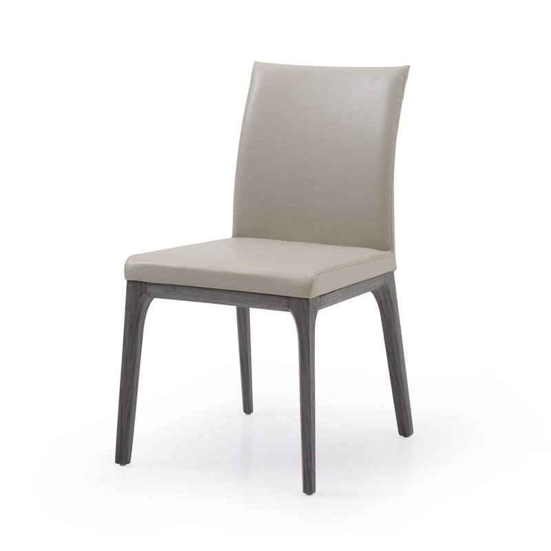 HomeRoots Set of Two Taupe And Gray Upholstered Faux Leather Dining Side Chairs