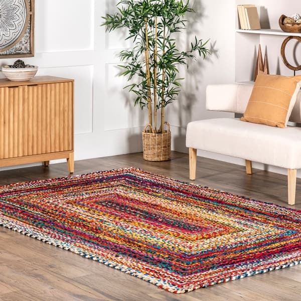 slide 2 of 13, Nuloom Tammara Bohemian Hand Braided Area Rug Multicolor - Oval - 3' x 5'