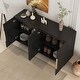 preview thumbnail 4 of 16, Black Modern Buffet Cabinet with Storage, Fluted Sideboard Large Buffet with Adjustable Shelves, Credenza, Accent Cabinet