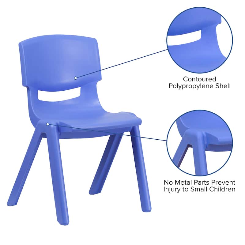 5 Pack Plastic Stackable School Chair with 13.25"H Seat - K-2 School Chair - 15.75"D x 14.5"W x 23.25"H