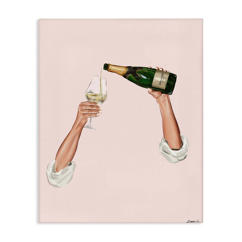 Stupell Champagne Pour on Pink Canvas Wall Art Design By Ziwei Li - 24 x 30