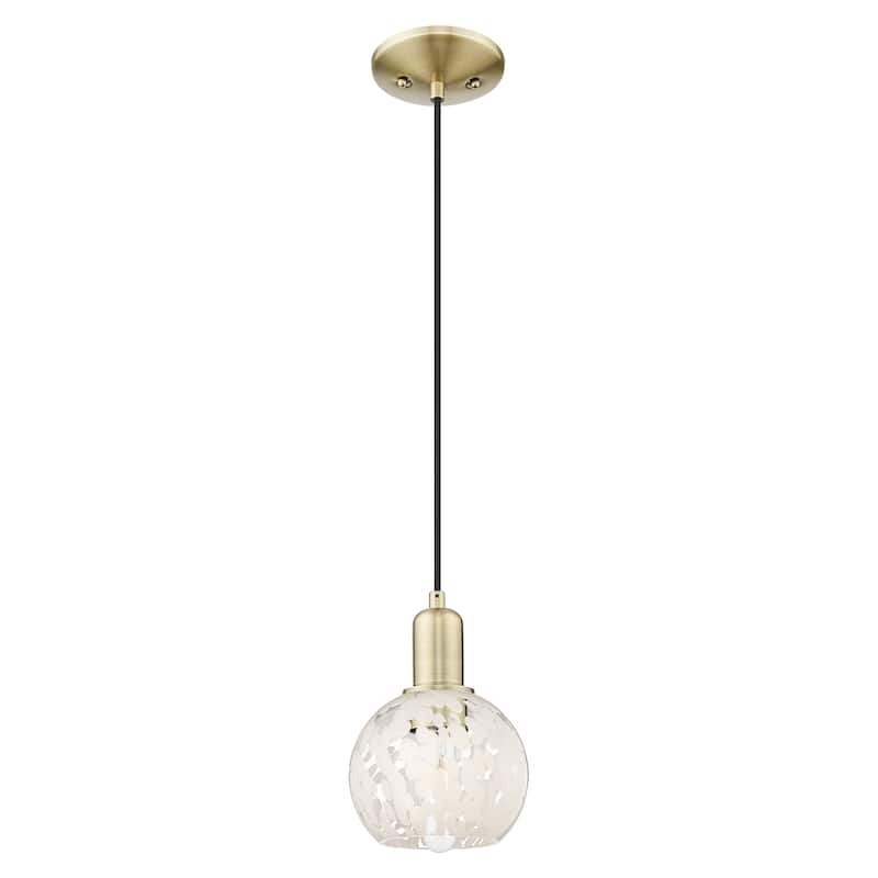 Innovations Lighting Endless Possibilities Arcadia - White Mouchette - 1 Light 6" Cord Hung Mini Pendant - Antique Brass