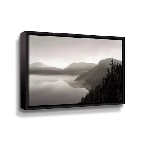 Crater Lake Black and White by Susannah Dowell Floater-Framed Canvas