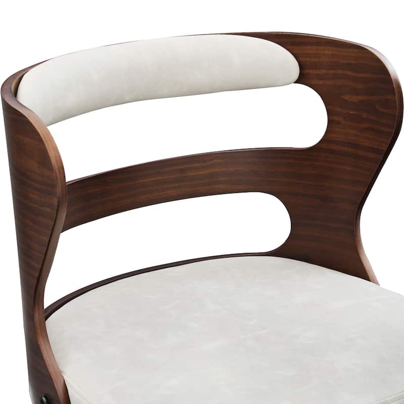 LUE BONA 26"H Modern Walnut Swivel Counter Height Stools, Bar Stools with Backs Set of 3 - 26" H