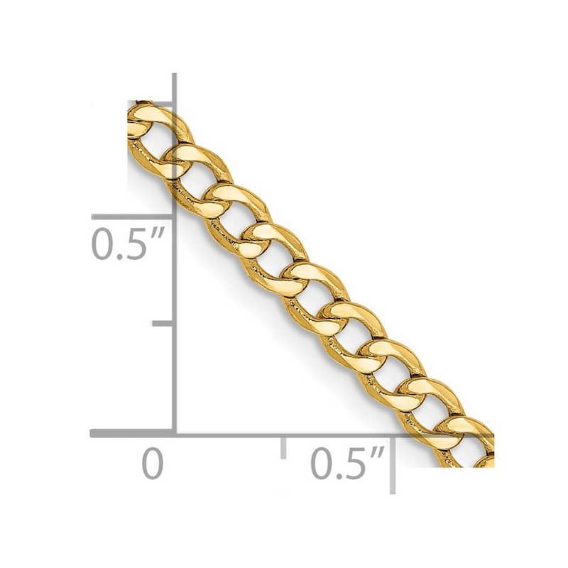Curata 14k Yellow Gold 3.35mm Semi-solid Curb Chain Necklace Options: 16 18 20