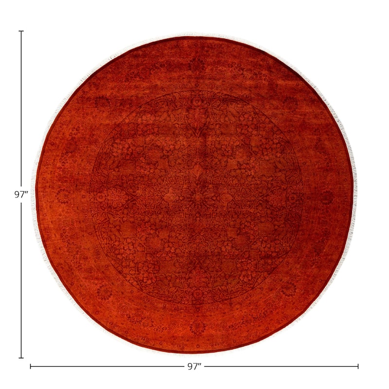Fine Vibrance, One-of-a-Kind Hand-Knotted Area Rug - Orange, 8' 1" x 8' 1" - 8' 1" x 8' 1"
