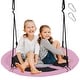 preview thumbnail 2 of 24, 40 Inches Saucer Tree Swing Round with Adjustable Ropes and Carabiners Pink