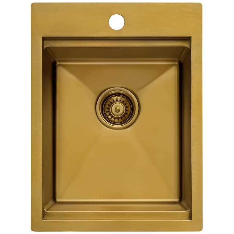 Ruvati 15 x 20 inch Matte Gold Stainless Steel Workstation Bar Sink Drop-in - RVH8210GG