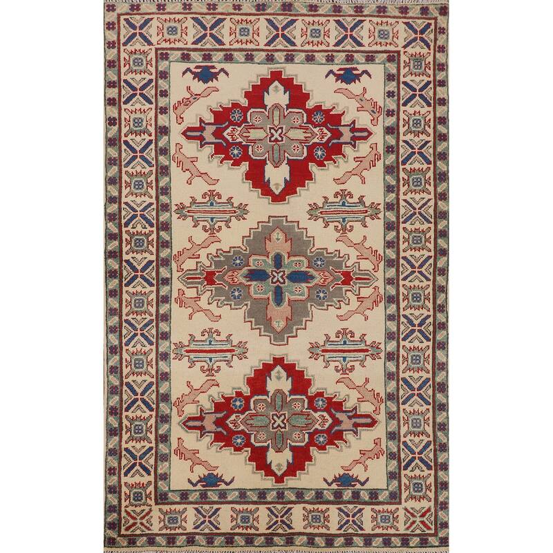 Kazak Oriental Accent Rug Hand-Knotted Wool Carpet - 3'10" x 6'1"